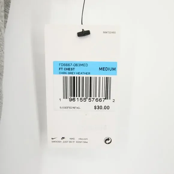 Nike TShirt Dark Grey Heather Polyester Dri Fit Athletic Workout Medium NWT - Picture 5 of 11